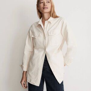 Madewell cotton twill shirt jacket in cream
